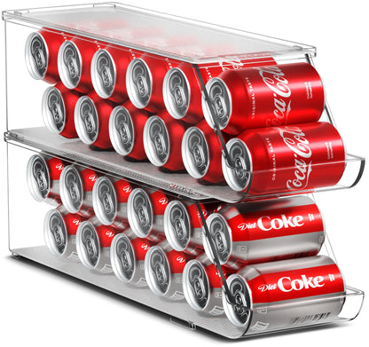 Sorbus Soda Can Organizer for Refrigerator Stackable Can Holder Dispenser with Lid for Fridge, Pantry, Freezer – Holds 12 Cans Each, BPA-Free, Clear Design, (2-Pack)