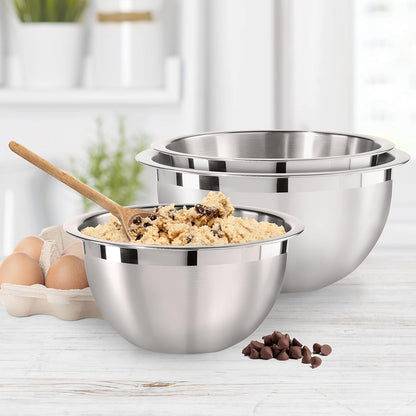 Oggi 3-Quart Two-Tone Stainless Steel Mixing Bowl for Mixing, Making Dough, Dressing Salads, Washing Vegetables
