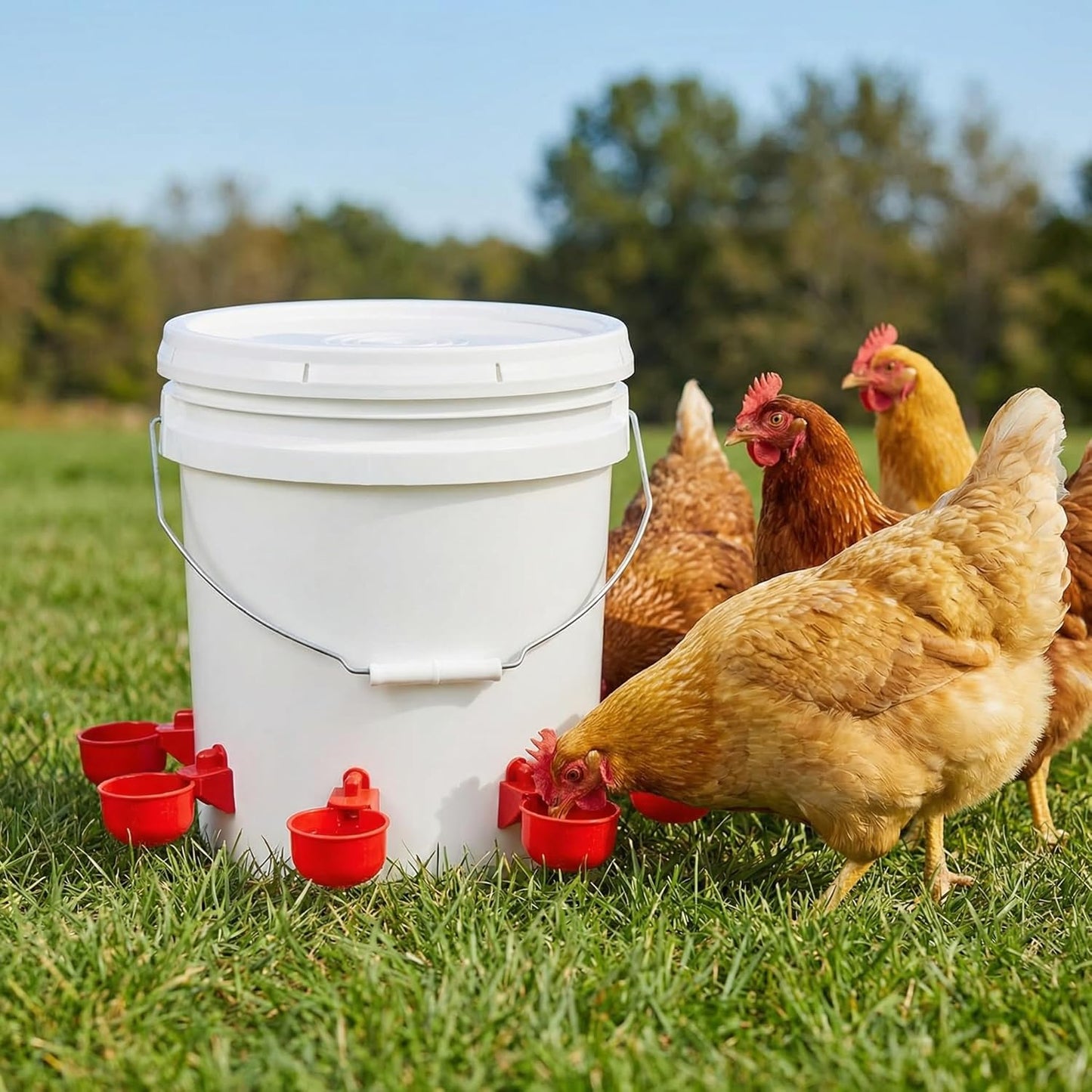 30 Pack 3/8 Inch Cedilis Chicken Water Cup, Automatic Drinking Cups for Chickens, Thread Poultry Water Cups, Chicken