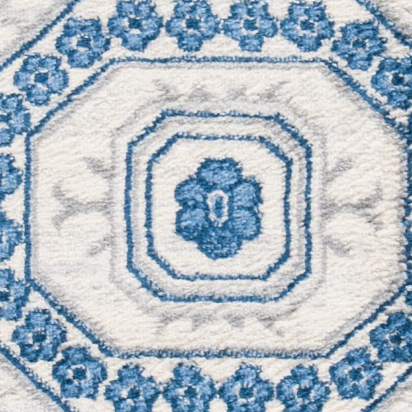SAFAVIEH Brentwood Collection 10' x 13' Cream/Blue BNT816D Oriental Medallion Non-Shedding Living Room Bedroom Dining Home Office Area Rug