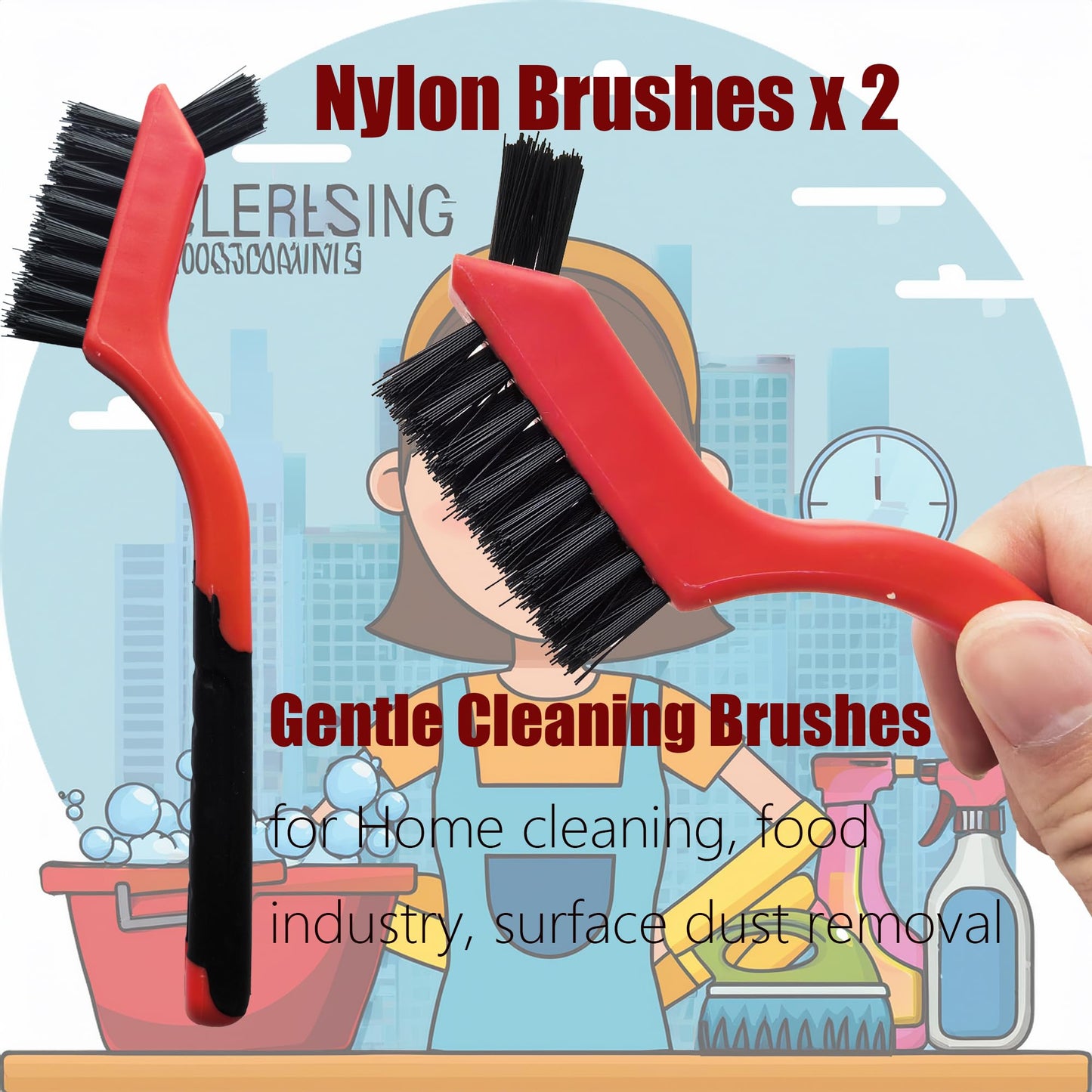 Small Wire Brushes Set for Cleaning Rust Removal in Holes, 6pcs Brass/Stainless Steel/Nylon Brushes