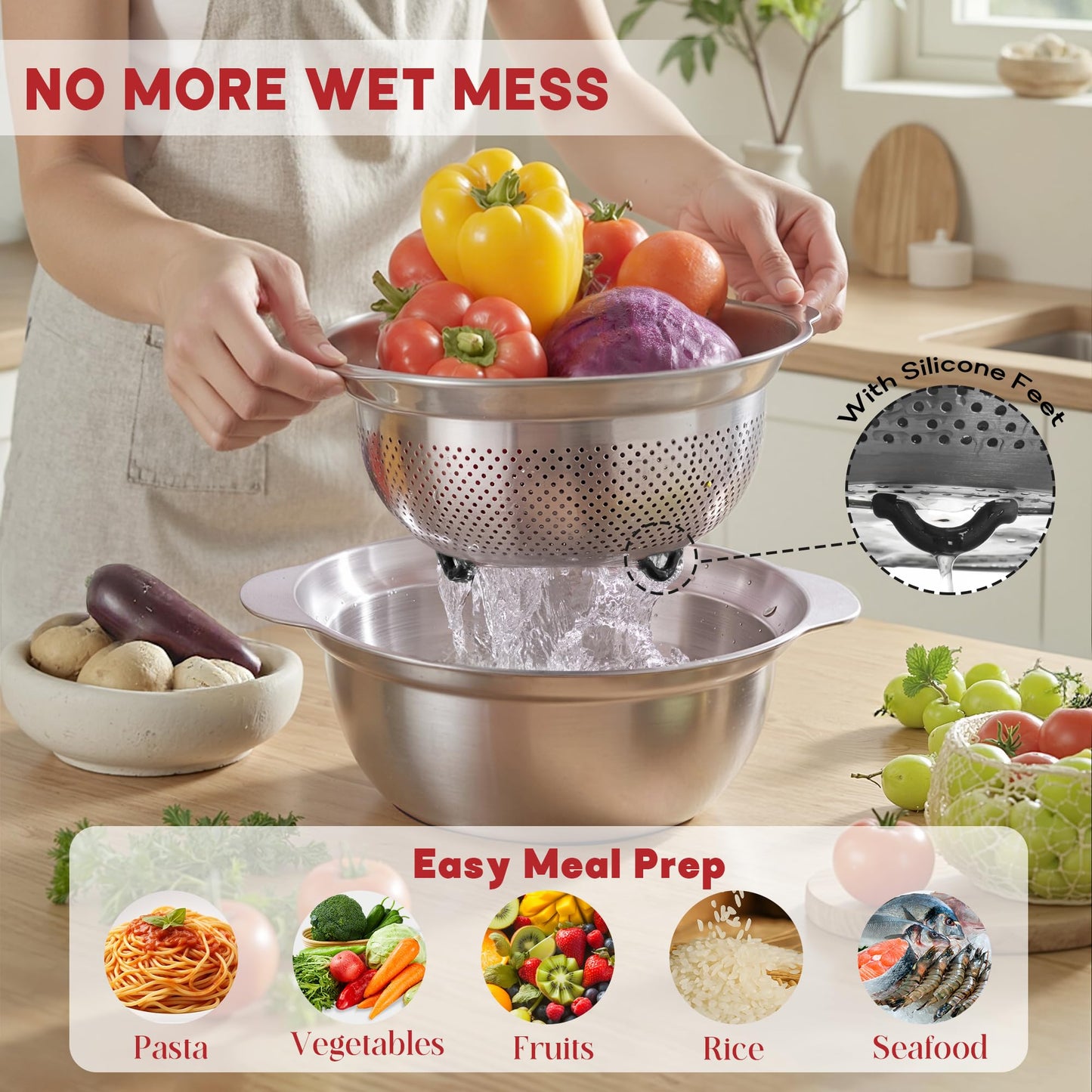 Colander and Mixing Bowls Black