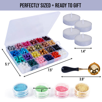 Hoppler 648 Pcs Sealing Wax Kit. Wax Seal Wax In 24 Colors. Wax Seal Kit For Stationary Supplies, Stamps For Crafts, Wax For Stamp Seals, Wax Stamp Kit, Gold Wax Seal Beads, And Sealing Wax Projects