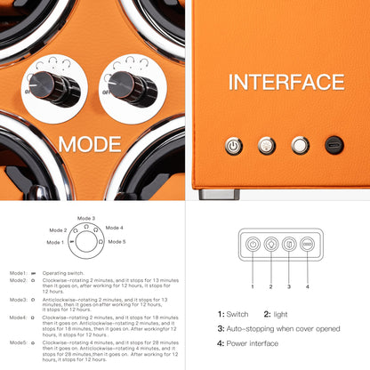 KOHUDIS Watch Winder for 2/4/6/9 Automatic Watches, high-end Leather Making, Super Quiet Mabuchi Motor, Two Power Modes, Built-in led Lights (Apricot, 4 Slots)