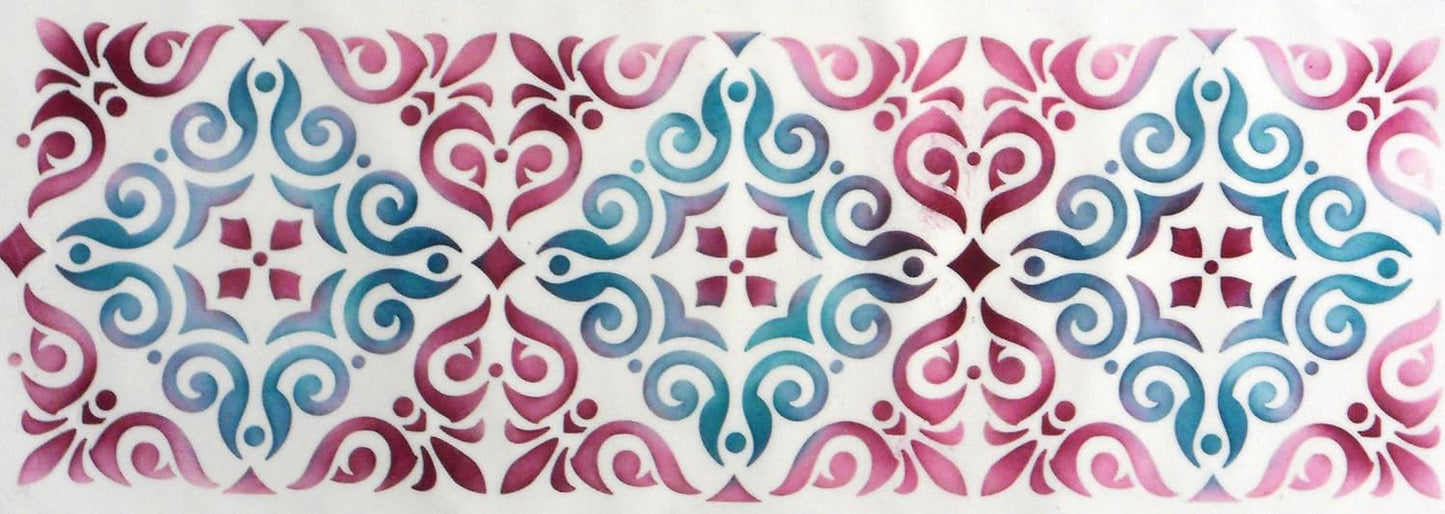 Designer Stencils Mexican Tile Cake Stencil Tier 4, Beige/Semi-Transparent