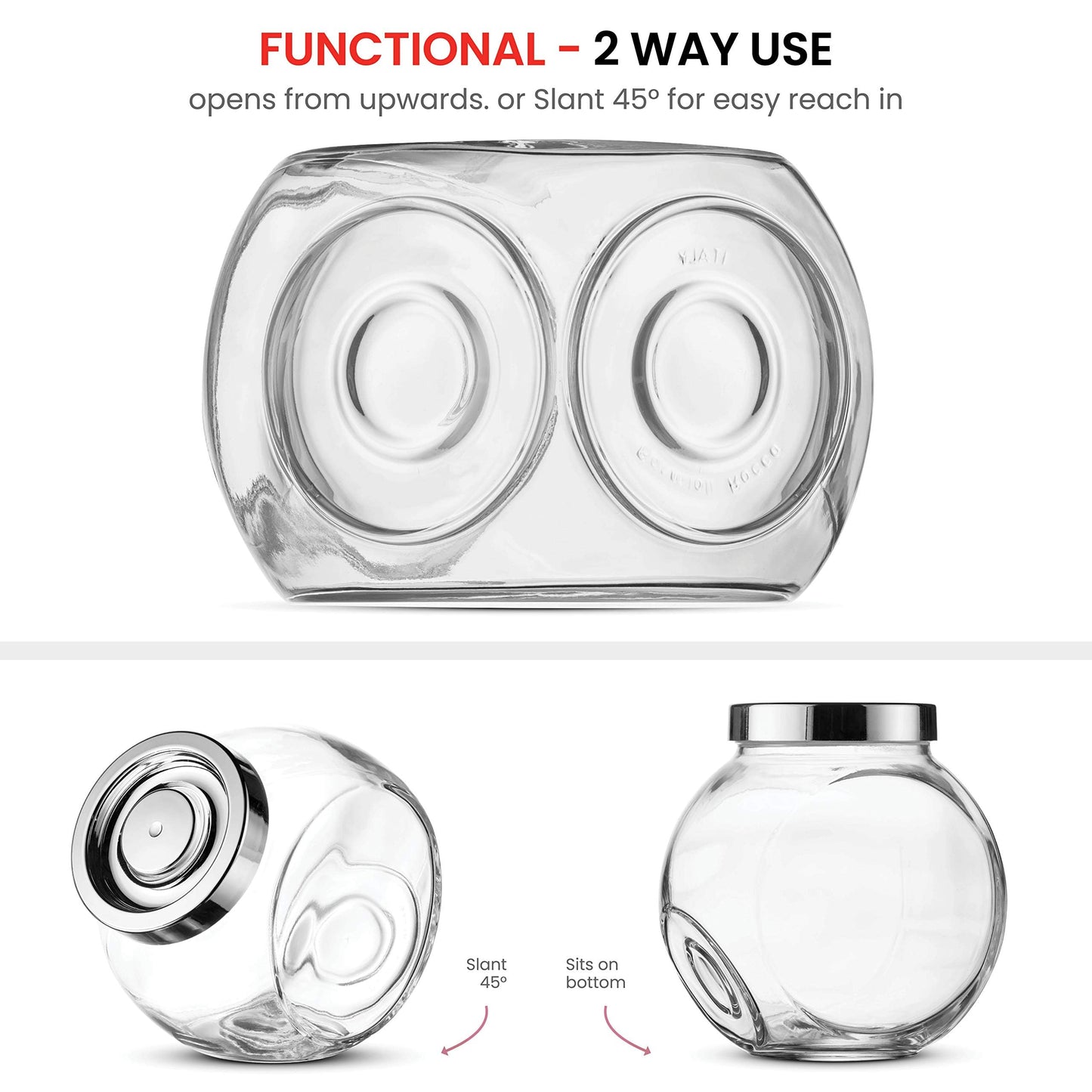 Bormioli Rocco Pandora Glass Jar with Metal Lid 75.5 oz - Airtight Storage Container for Snacks, Candy & Dry Foods - Versatile Kitchen & Pantry Organizer - Durable Clear Glassware