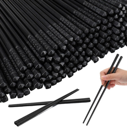 Dandat 200 Pairs Fiberglass Reusable Chopsticks 9.5" Dishwasher Safe Black Cherry Chopsticks for Chinese Style Japanese Food Cooking Supplies