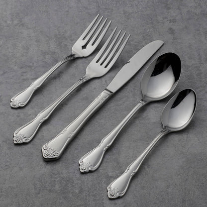 Oneida Silverware Set, Oneida True Rose Everyday Flatware Dinner Forks Set, Service For 4, 18/0 Stainless Steel Fork Sets, Rust Resistant, Dishwasher Safe, Dining Utensils Sets (Silver, 4 Piece)