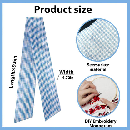 Skiennix Baby Shower Wreath Sash - Blue White Seersucker Design for Front Door Decor
