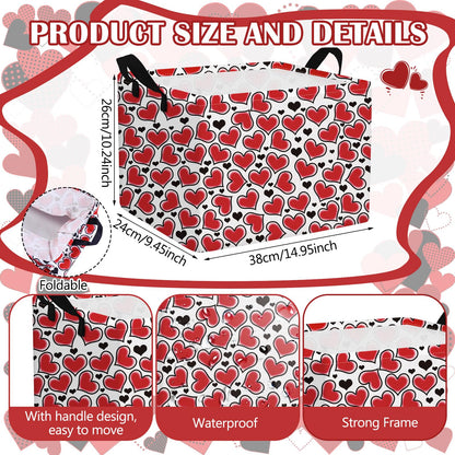 Youyole 6 Pcs Galentine's Day Gifts Basket Set Valentine's Day Storage Bins Red Heart Empty Gifts Basket Organizer with Love Pattern Valentine Decorative Container Box with Handle for Closet Shelf