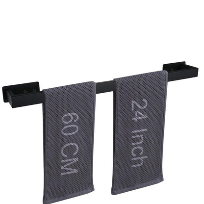 LANC Matte Black 24-Inch Bath Towel Rack Self-Adhesive Bathroom Towel Bar for Wall Mounted and Drill Free Towel Rod, Sticky on Kitchen Bathroom Towel Holder Stainless Steel, A8310MB-L6