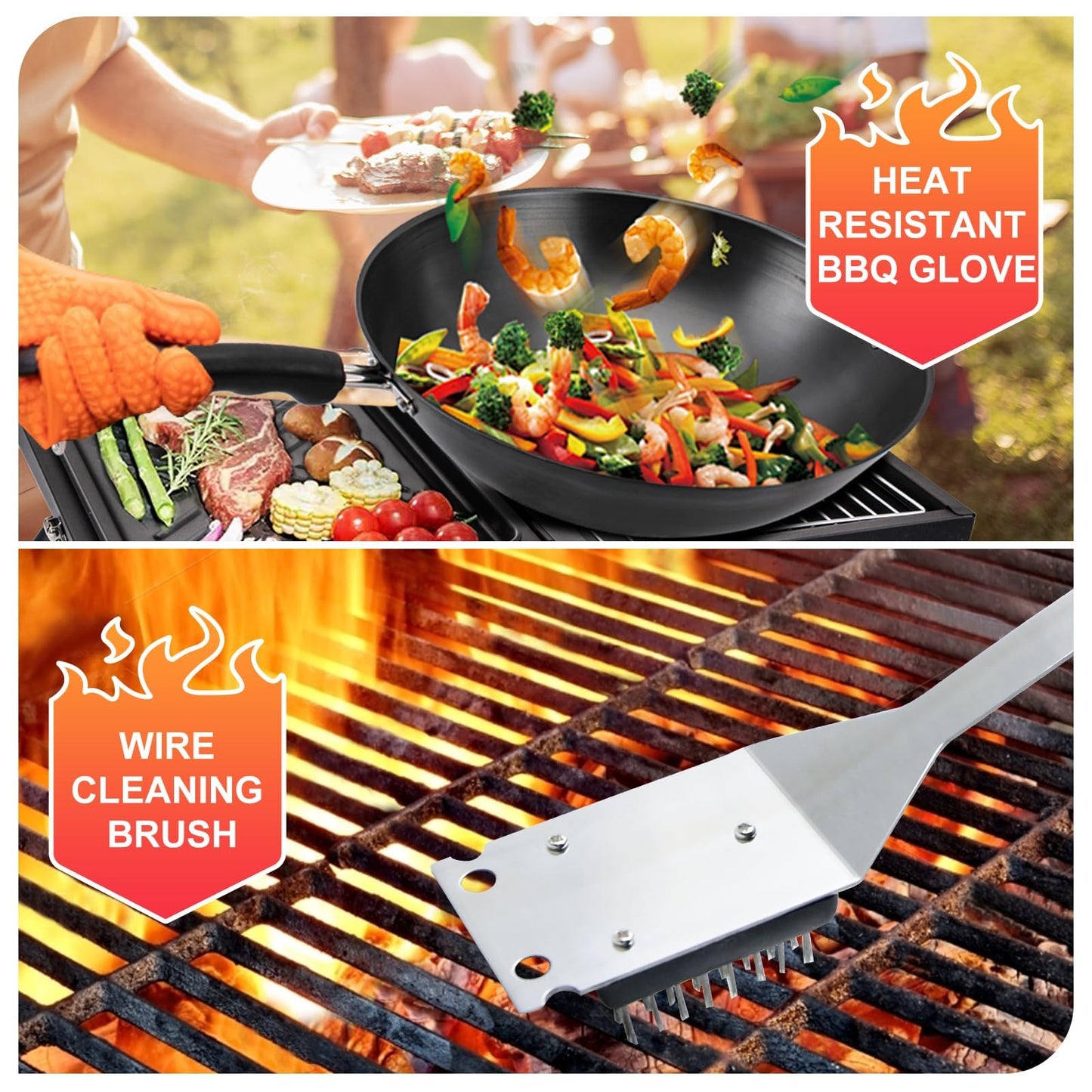28PCS Stainless Steel BBQ Grill Accessories Set, Grilling Gifts for Men Birthday Father's Day, Portable Multifunction Grilling Utensils Tools Kit with Storage Bag for Outdoor Grill Camping BBQ Party