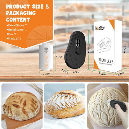 Extractable & Magnetic Bread Lame Dough Scoring Tool, Professional Sourdough Scoring Tool with 5 Razor Blades, Black