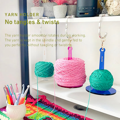 YOJOB Portable Wrist Yarn Holder for Crocheting & Knitting, Anti-Tangle Yarn Spinner for Yarn Balls and Center-Pull Cakes‌, Ideal Crochet Kit for Crafters (Blue)