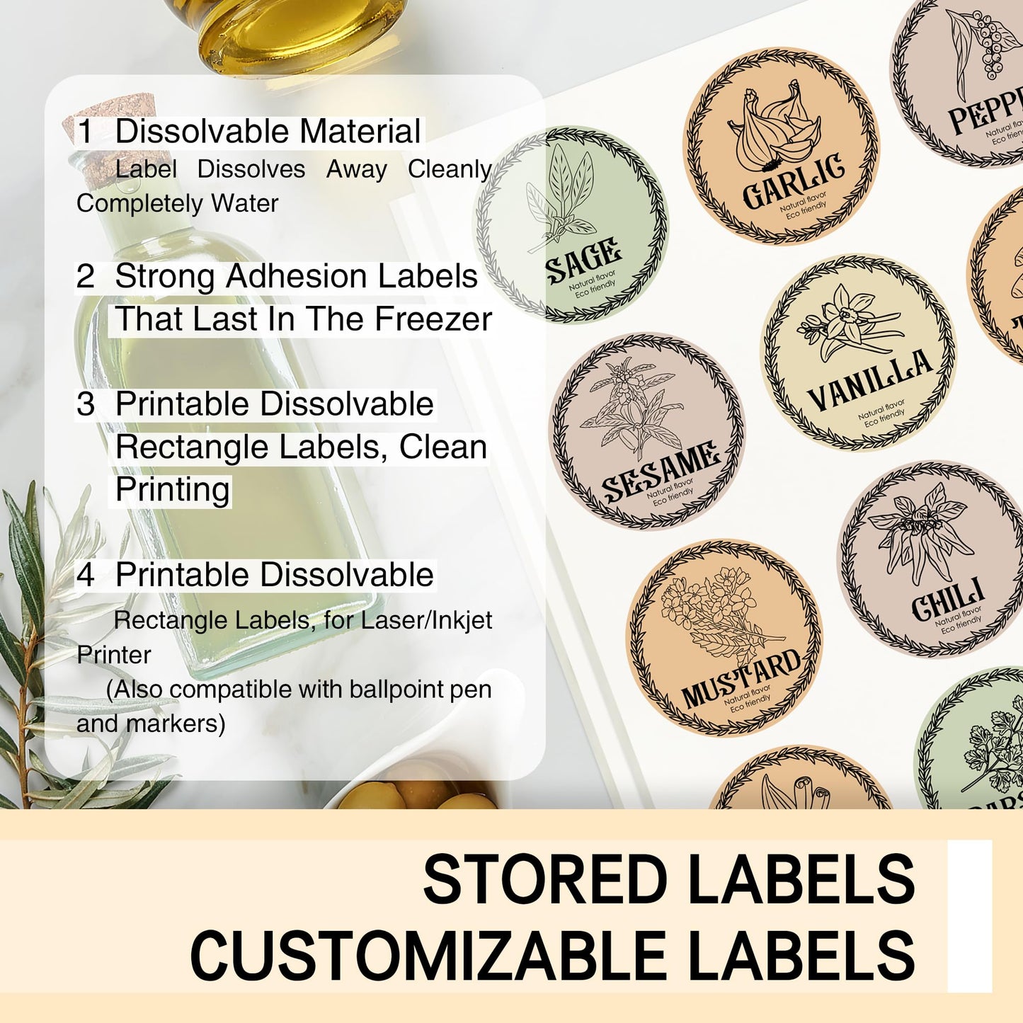 L LIKED Dissolvable Food Labels - 25 Custom Stickers, 8.5" x 11" Printable Labels for Inkjet Printers, 25 Sheets