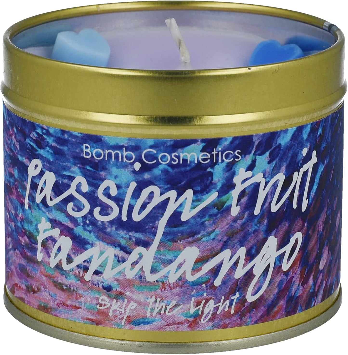 Bomb Cosmetics Passionfruit Fandango Scented Tin Candle, Passionfruit & Citrus Zest Fragrance, 30-35 Hour Burn