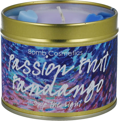 Bomb Cosmetics Passionfruit Fandango Scented Tin Candle, Passionfruit & Citrus Zest Fragrance, 30-35 Hour Burn