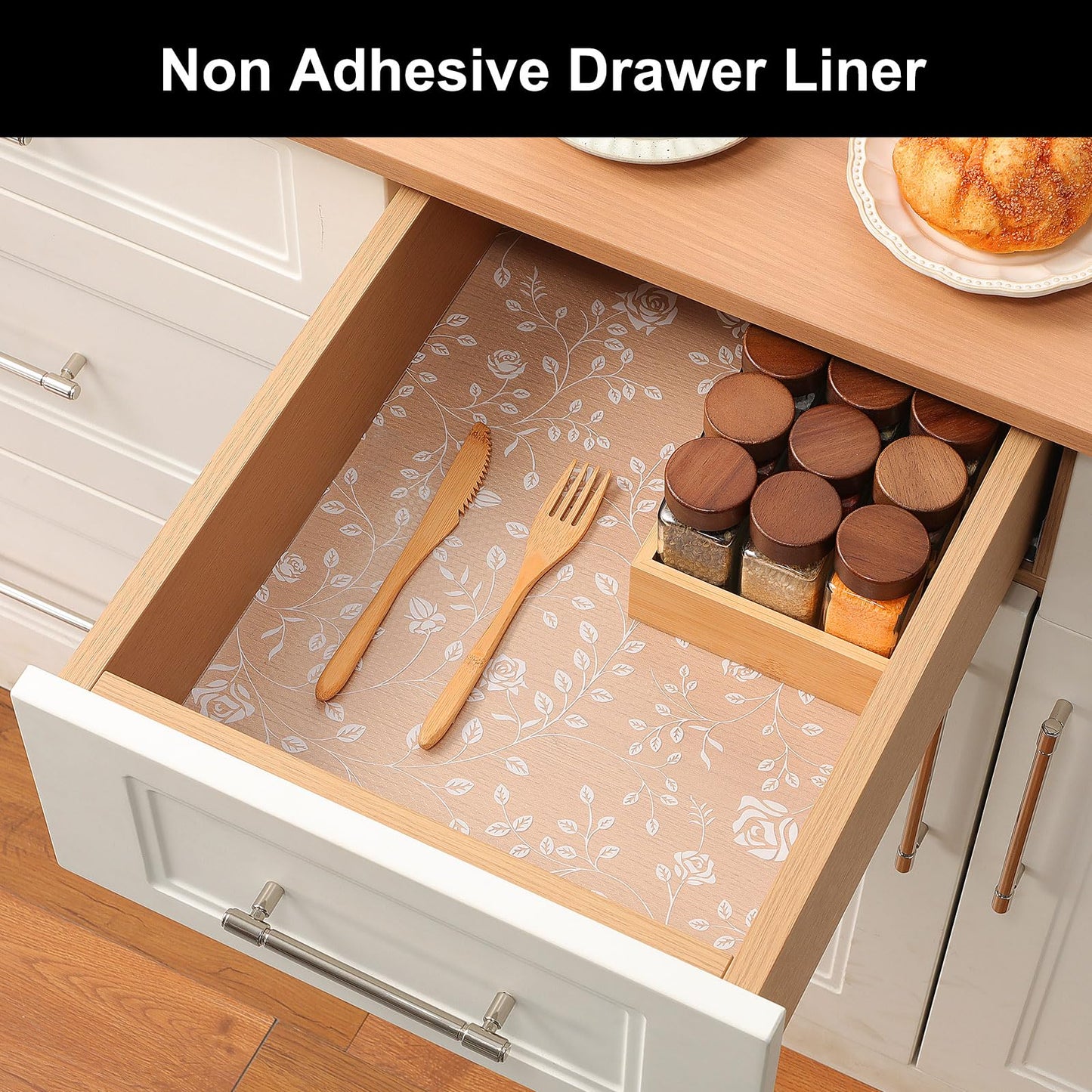 Cooyes Shelf Liner – Premium Non-Adhesive Cabinet & Drawer Liner for Kitchen – Waterproof Shelf Paper with Modern Pattern – Durable EVA Cabinet Mat – Easy to Cut （12" W x 240" L）