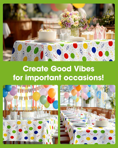 Pureegg Disposable Plastic Tablecloths - 54 x 108 Inch, Leakproof & Sturdy for Birthday Parties & Picnics