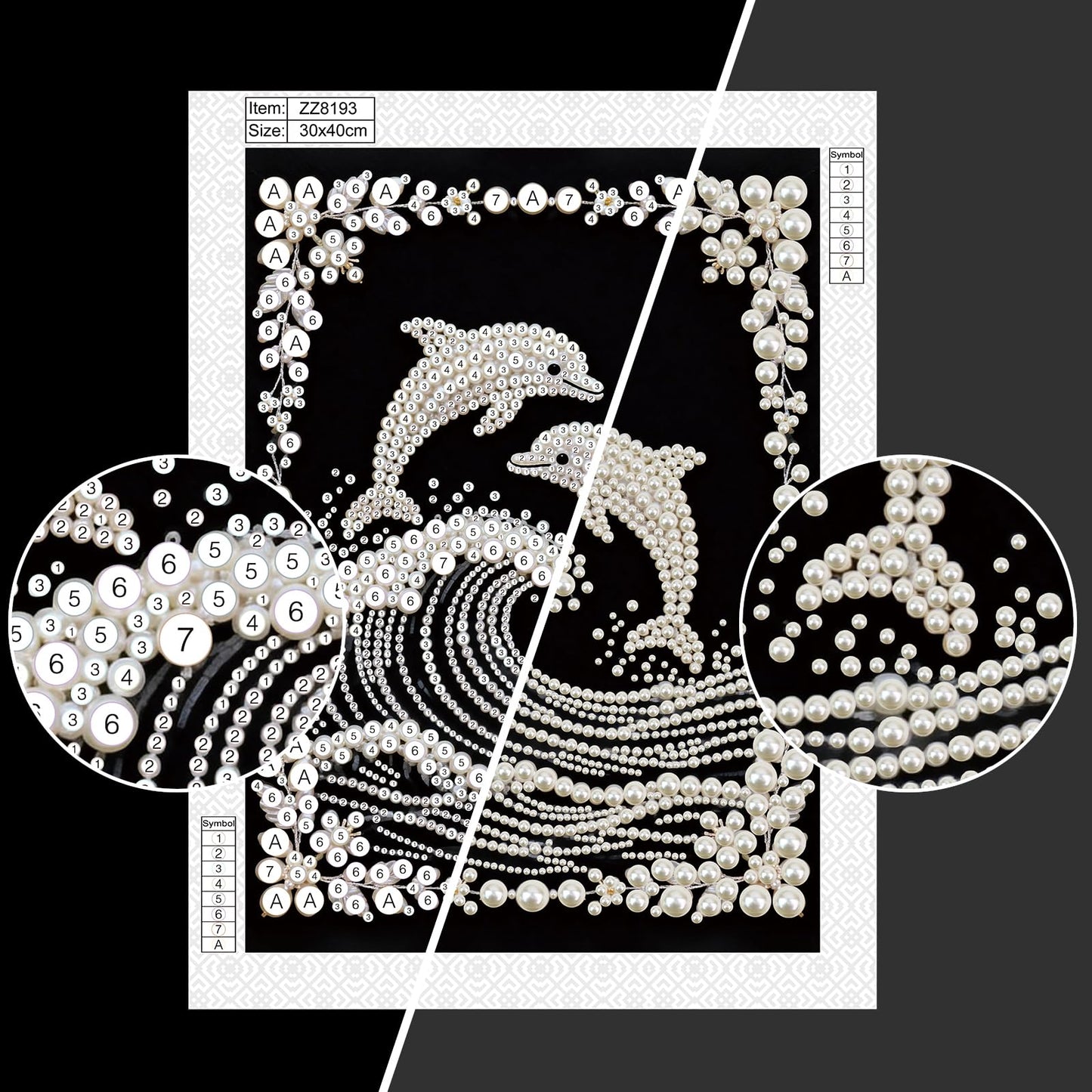 Stalente Pearl Diamond Painting Kits for Adults Dolphin, 5D Special Shape Diamond Art Kits for Beginners, Crystal Rhinestones Diamond Painting for Home Wall Decoration Gift 12×16inch, Animal