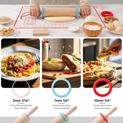 WitHlper 17" Professional Beechwood Rolling Pin for Baking – Ergonomic Handle, Heavy-Duty Dough Roller for Pizza, Pie Crust, Cookies, Pastry Tortillas – Smooth Wooden Rolling Pin with Comfort Grip