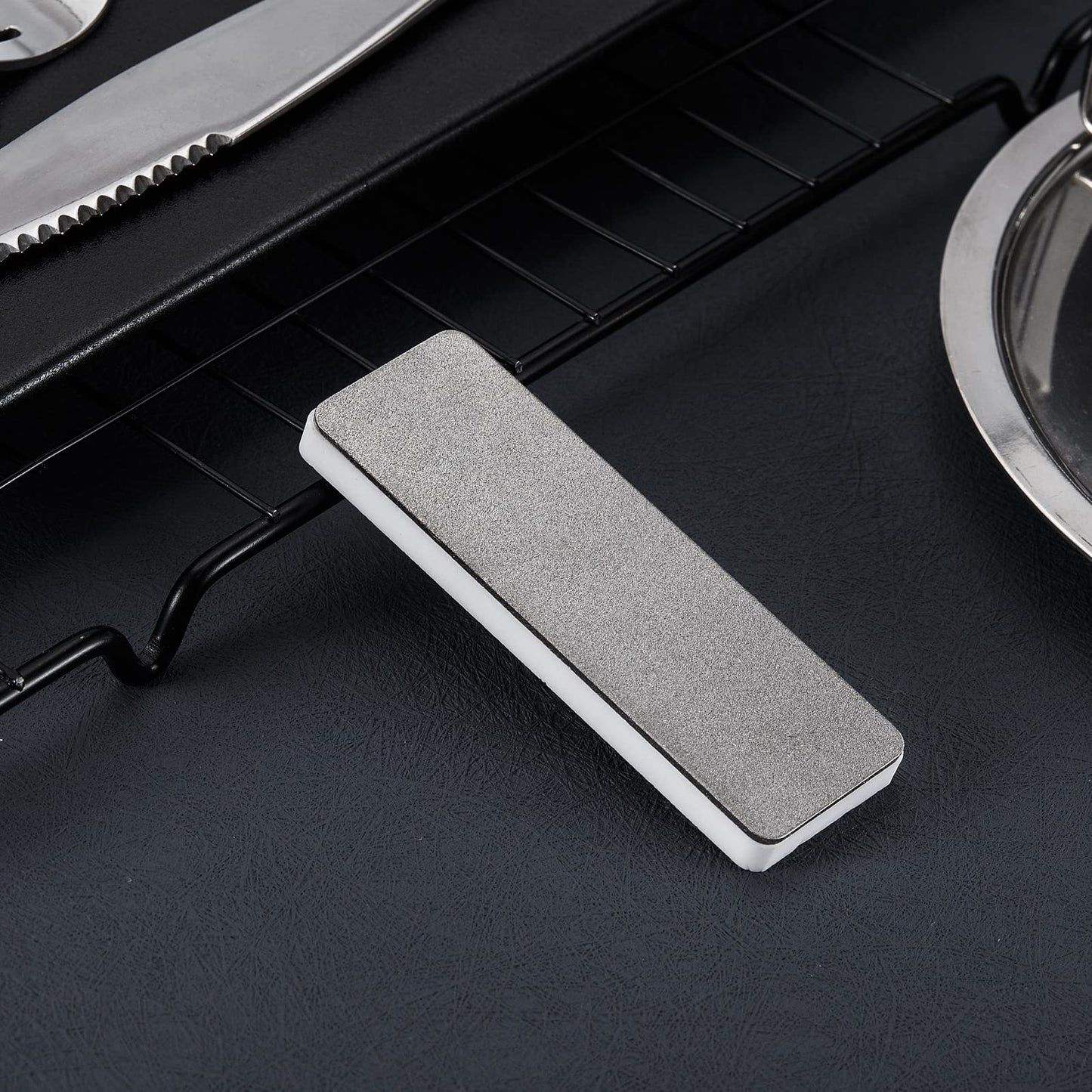 Patelai 2 Pcs Mini Pocket Knife Sharpener Stone Double Sided Portable Sharpening Stone Whetstone Diamond Ceramic Sharpen Tools 400/1000 Grit for Knives Scissors Kitchen Outdoor Survival Gear