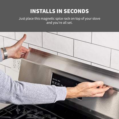 24" StoveShelf Apartment Length Stainless Steel Finish Magnetic Shelf for Kitchen Stove - Kitchen Storage Solution