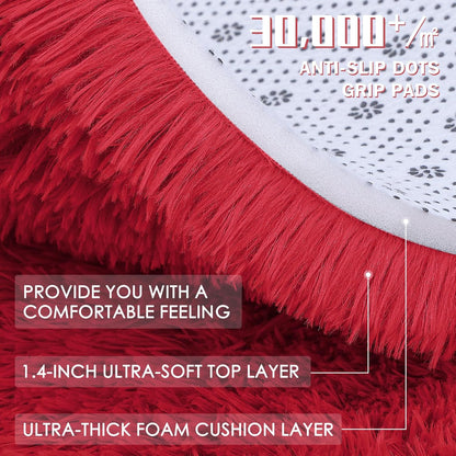 OLANLY Large Area Rug - Soft Fluffy Shaggy Carpet for Living Room & Bedroom | 5x8 Red Indoor Decor