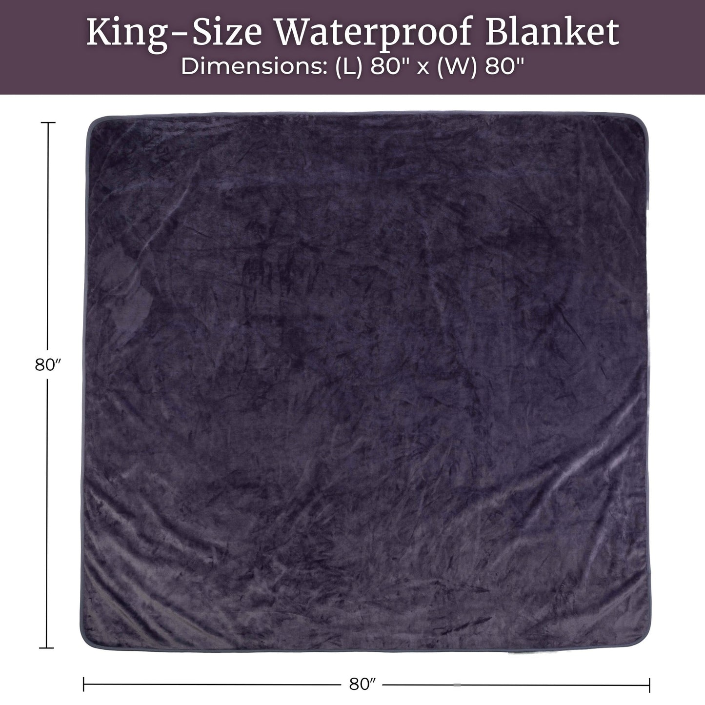 Lavish Home Waterproof Blanket - 80x80 King-Size Blanket for Kids, Pets, and Outdoors - Throw for Bed, Couch, Chair and Car (Purple)
