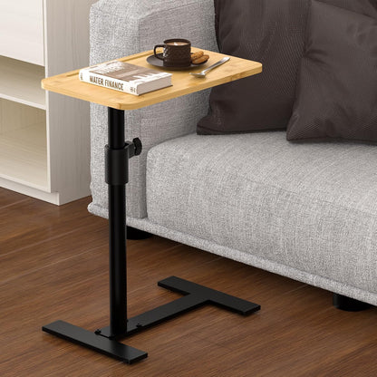 360 (1, Sofa Armrest Tray Table - Bamboo Swivel TV Trays - Height Adjustable Side Table for Bed or Chair with Phone