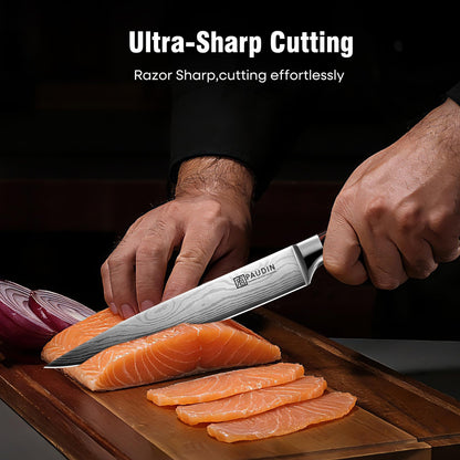 PAUDIN Carving Knife 8 inch, Ultra Sharp Brisket Slicing Knives, Premium Meat Cutting Knives German Stainless Steel, BBQ Knife with Ergonomic Handle, for Slicing Roast, Meats and Vegetables