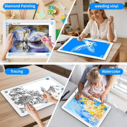 Heanolier Rechargeable A3 Light Box Drawing Pad,5600 Lux Bright Magnetic Tracing Board,Dimmable Light Pad,3 color modes,light board for Diamond painting,light table for Drawing Sketching,Tattoo(White)