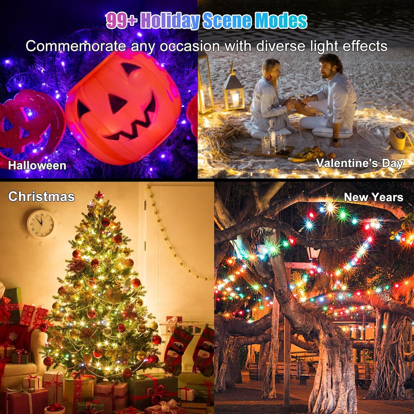 16FT/5M 50 IP65 RGB Smart IC String Lights Indoor [APP & Remote Control], LEDs Multicolor Fairy Lights, USB Powered