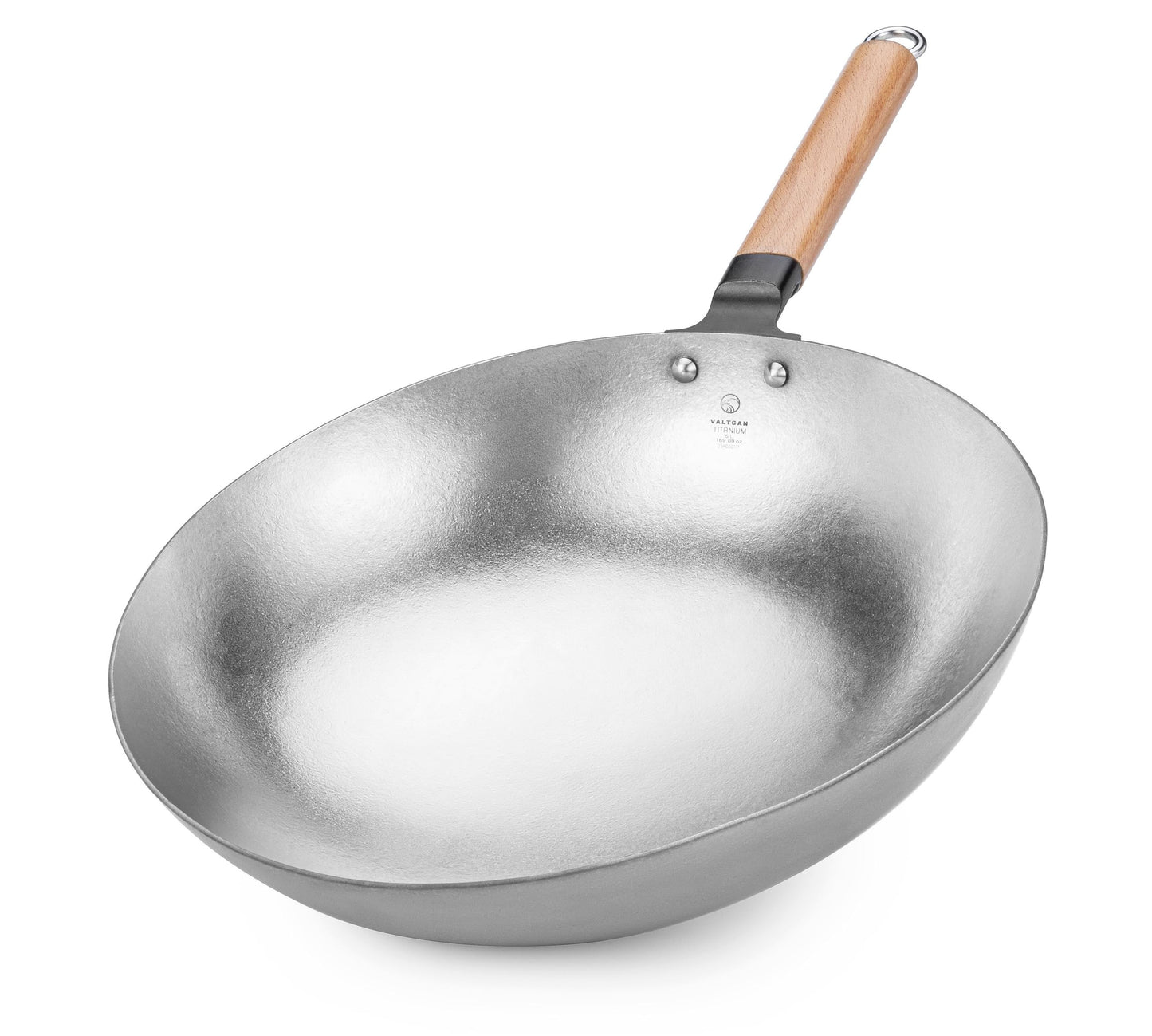 Valtcan T35 Titanium Wok Pan 14" Grade 1 Pure Titanium, 2.0mm Solid (Not Coated), PFAS-Free, No PTFE, No Chemical Coatings, 3 lbs Ultralight, Non-Stick Without Chemicals, Metal Utensil Safe