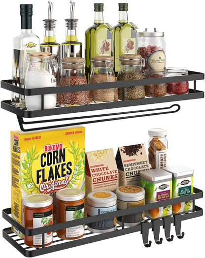 15.7in 2Pack 4 Spice Rack Organizer Wall Mount - [Upgraded Version] Hanging Seasoning Organizer Shelf with Paper Towel