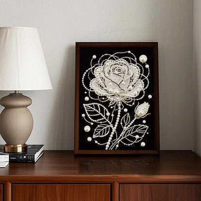 DoxQcs (Unframed DIY Pearl Diamond Art Painting Kit with Black Canvas 9.84X13.78in Shining Diamond Art Craft Resin Gem for Adults Home Wall Decor-Rose