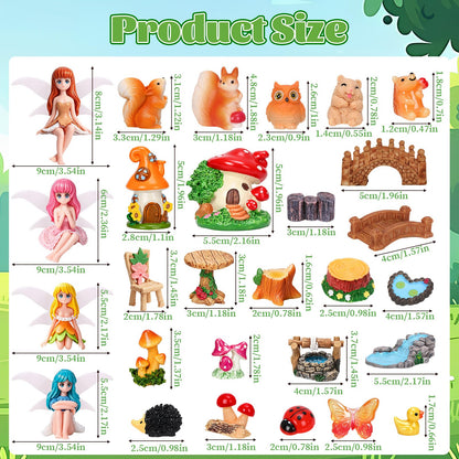 QAUYETM 40Pcs Fairy Garden Accessories Miniature Garden Ornaments Kit with Mini Animal Plant Fairies Furniture House Figures Bulk for Micro Landscape DIY Terrarium Potted Plants Dollhouse Decor