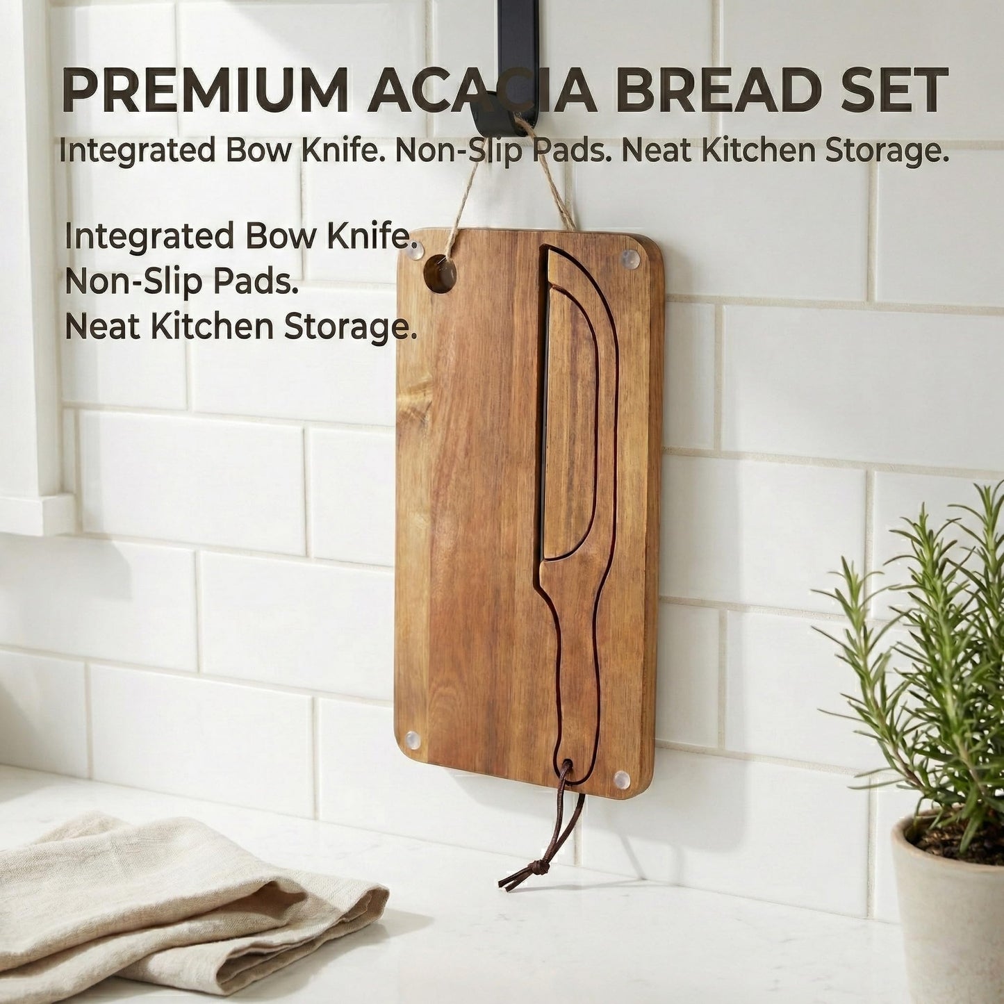Sourdough Bread Slicer Set, Sourdough Knife & Bread Cutting Board with Crumb Tray Design, Ergonomic W-Handle Grip, Non-Slip Pads, Magnetic Storage, Left & Right Handed, Extra Blade, Bakers Gift