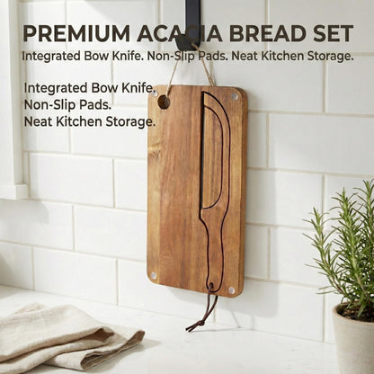 Sourdough Bread Slicer Set, Sourdough Knife & Bread Cutting Board with Crumb Tray Design, Ergonomic W-Handle Grip, Non-Slip Pads, Magnetic Storage, Left & Right Handed, Extra Blade, Bakers Gift