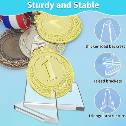 Card Display Stand, 20 Pack Small Acrylic Easel Stands for Challenge Coin, Graded Card, Sports Card, Baseball Card (2.2