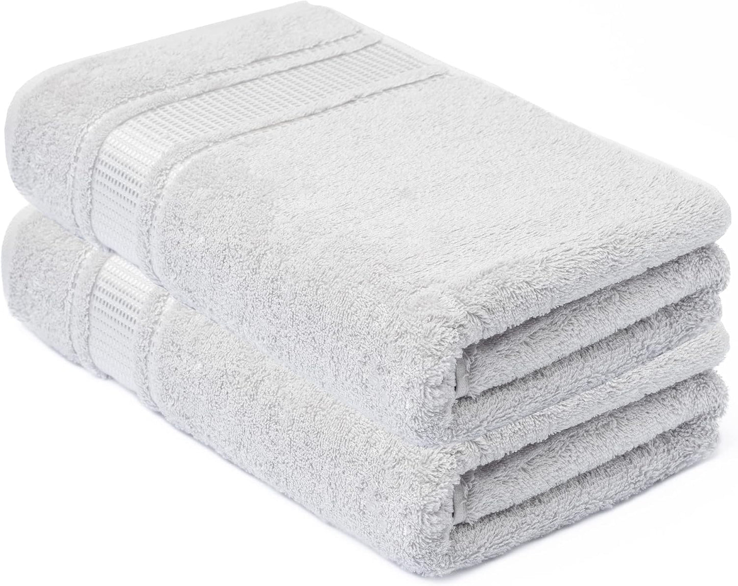 2 100% 28 55 Melissa Linen, Piece, Silver Light Grey Bath Towels, Turkish Cotton Bath Towels for Bathroom, Absorbent