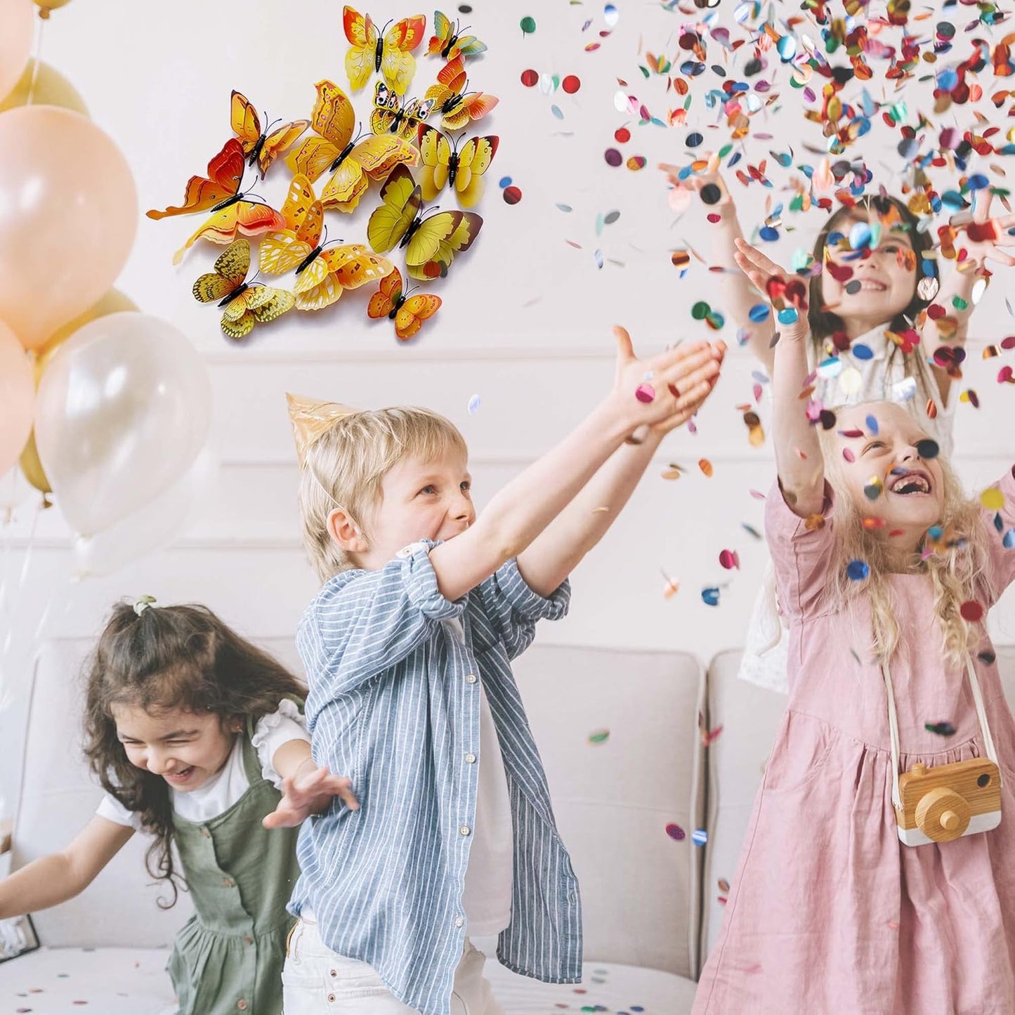 OPSEAM 3D Butterfly Wall Decor - 48 PCS Gold Butterfly Stickers with Magnets for Party Decorations