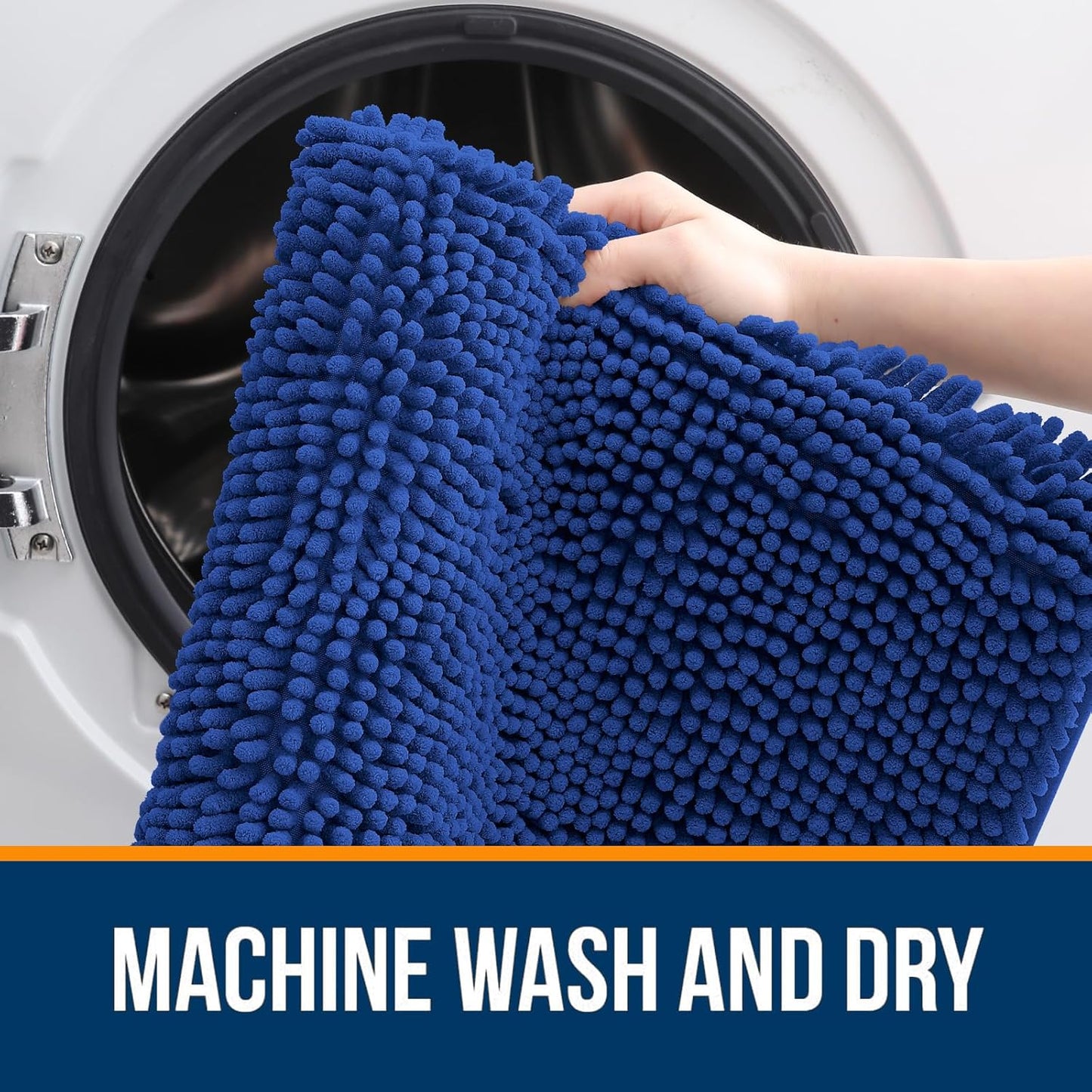 OLANLY Large Bathroom Rugs - Extra Soft Chenille Bath Mats | Quick Dry, Machine Washable, 47x32, Royal Blue