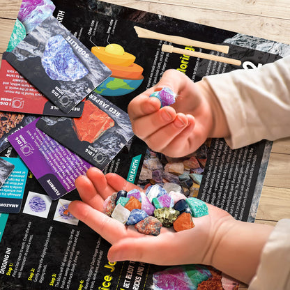 Gamerside Mineral Mining Kit Gem Dig Kit,Rock Dig Kit Dig up 12 Rock & Mineral Collection Gemstones & Crystals Diamond Mining Kit for Kids Gemology Mining Gift Rocks Minerals for Boys Girls