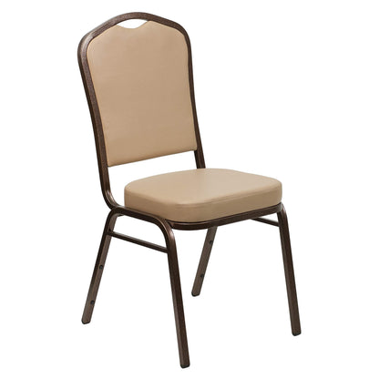 Flash Furniture 4 Pack HERCULES Series Crown Back Stacking Banquet Chair in Tan Vinyl - Copper Vein Frame
