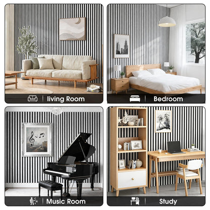 TREKATL AUTO Wood Slat Acoustic Panels, 4 Pack 94.5"x7.9" (21ft²) 3D Wall Panels, Modern Fluted Sound Absorbing Wall Panels for Interior Wall Decor,Office,Home,Theater,Studio,White Marble