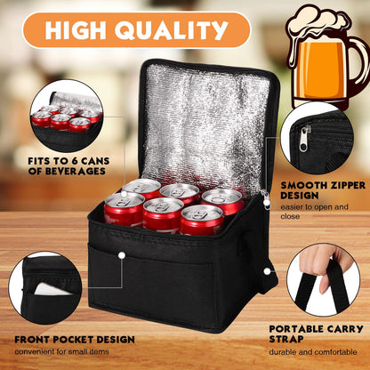 Nuogo 15 Pack Insulated Lunch Bags Bulk, Reusable Cooler Boxes, Leakproof Lunch Boxes Set, Waterproof Thermal Coolers, Insulated Beverage Bag for Women Men Work Picnic Beach(Black)