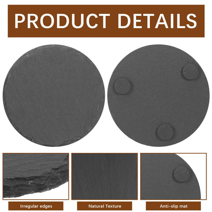 72 PCS Black Natural Slate Coasters Bulk Set 4 Inch Laser Engraving Blanks with Anti Scratch Bottoms for Home, Office, Bar, Gifts Round Coasters