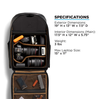 NOMATIC Peter Mckinnon Camera Pack 25L, Ladder & Divider - DSLR Camera Backpack for Men And Women, Extra Large Photography Bag, Travel Camera Backpack, Weekend Bag