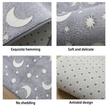 Eanpet Glow in The Dark Floor Mats Luminous 5’ x 7’ Area Rug Soft Decorative Play Mat for Kids Crawling Mat Non-Slip Living Room Rug Carpets for Bedroom Home Decor,Blue Universe